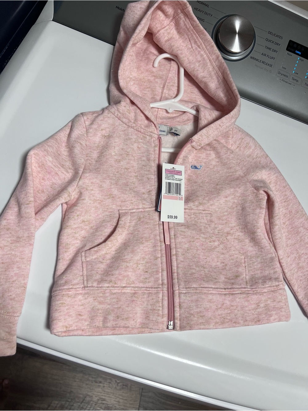 Vineyard Vines Girls' Light Pink Hooded Zip Sweatshirt